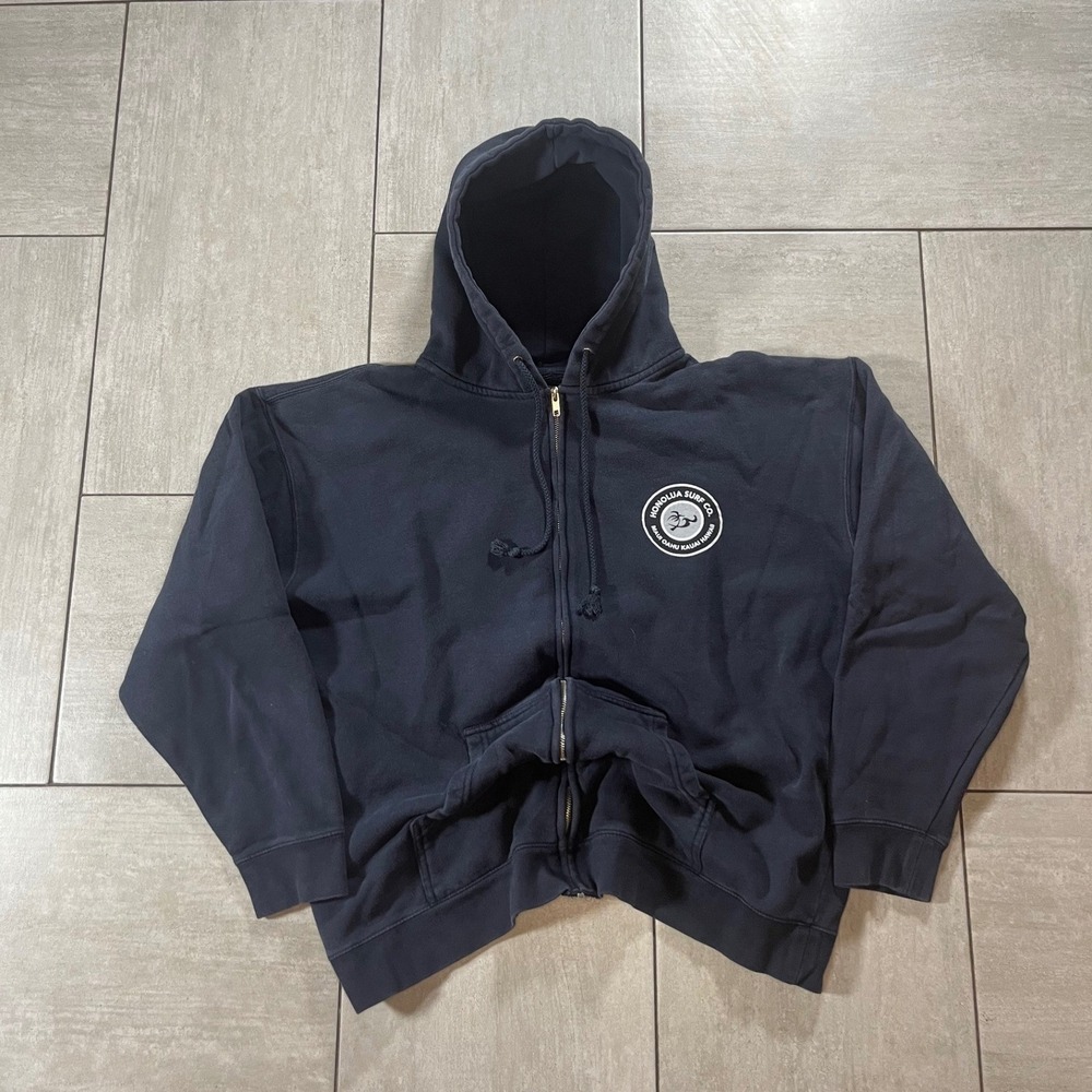 Honolua Surf Co Navy Blue Full Zip Hoodie Maui Hawaii Graphic XL